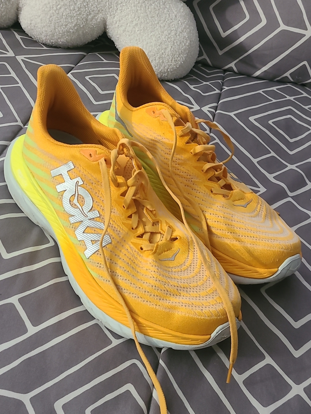 Size 13 Mens Hoka Yellow and Orange Sneakers